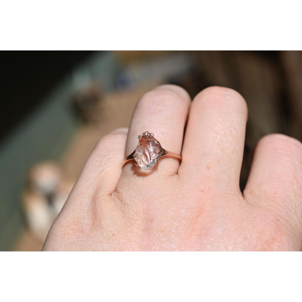 Solid 14k rose gold engagement ring with Lake County diamond